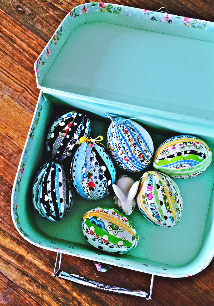 Patchwork fabric Eggs in box