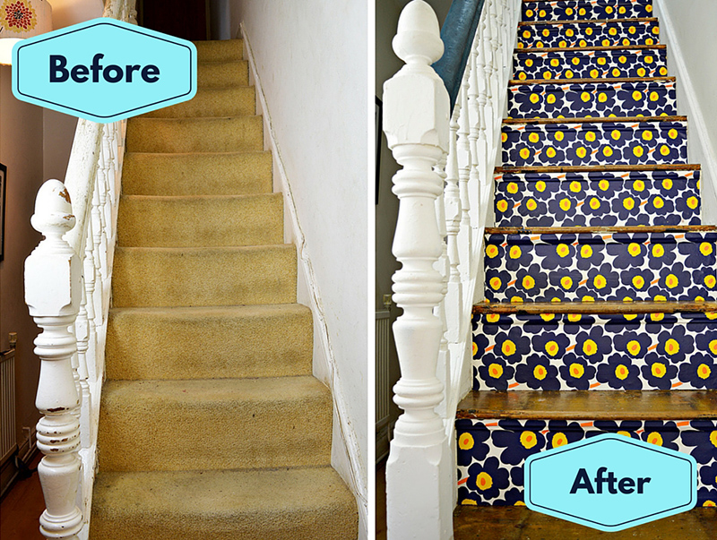 Marimekko Stairs Transformation - Full step by step tutorial.