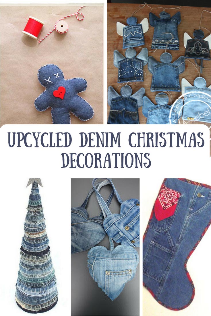 A round up of my favourite 5 upcycled denim Christmas decorations and ornaments.