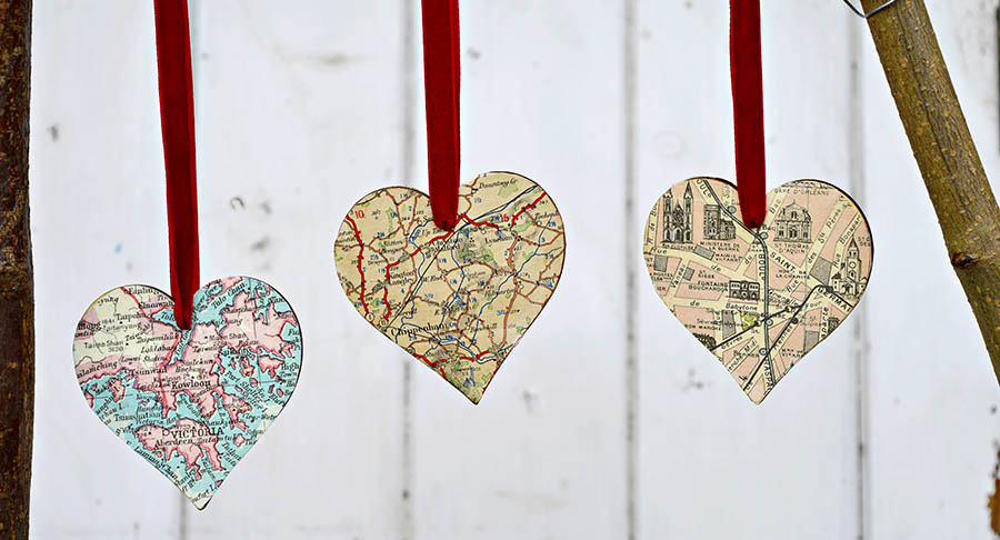 Make gorgeous heart map ornament, brooch and keyring. Great for unique christmas gifts.