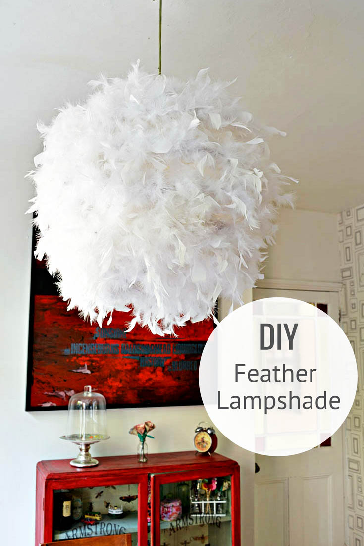 A Simple, Affordable and beautiful DIY Feather Lampshade - Pillar Box Blue
