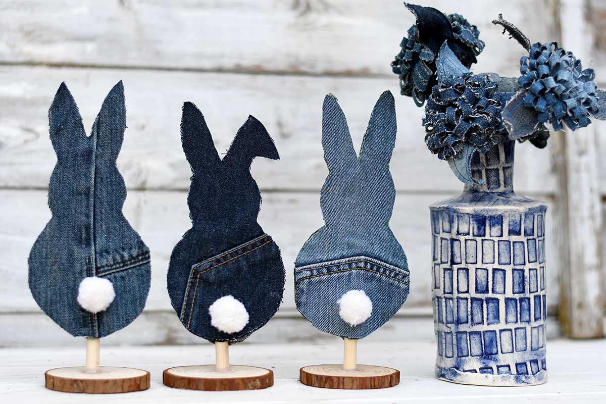 DIY denim bunny decoration