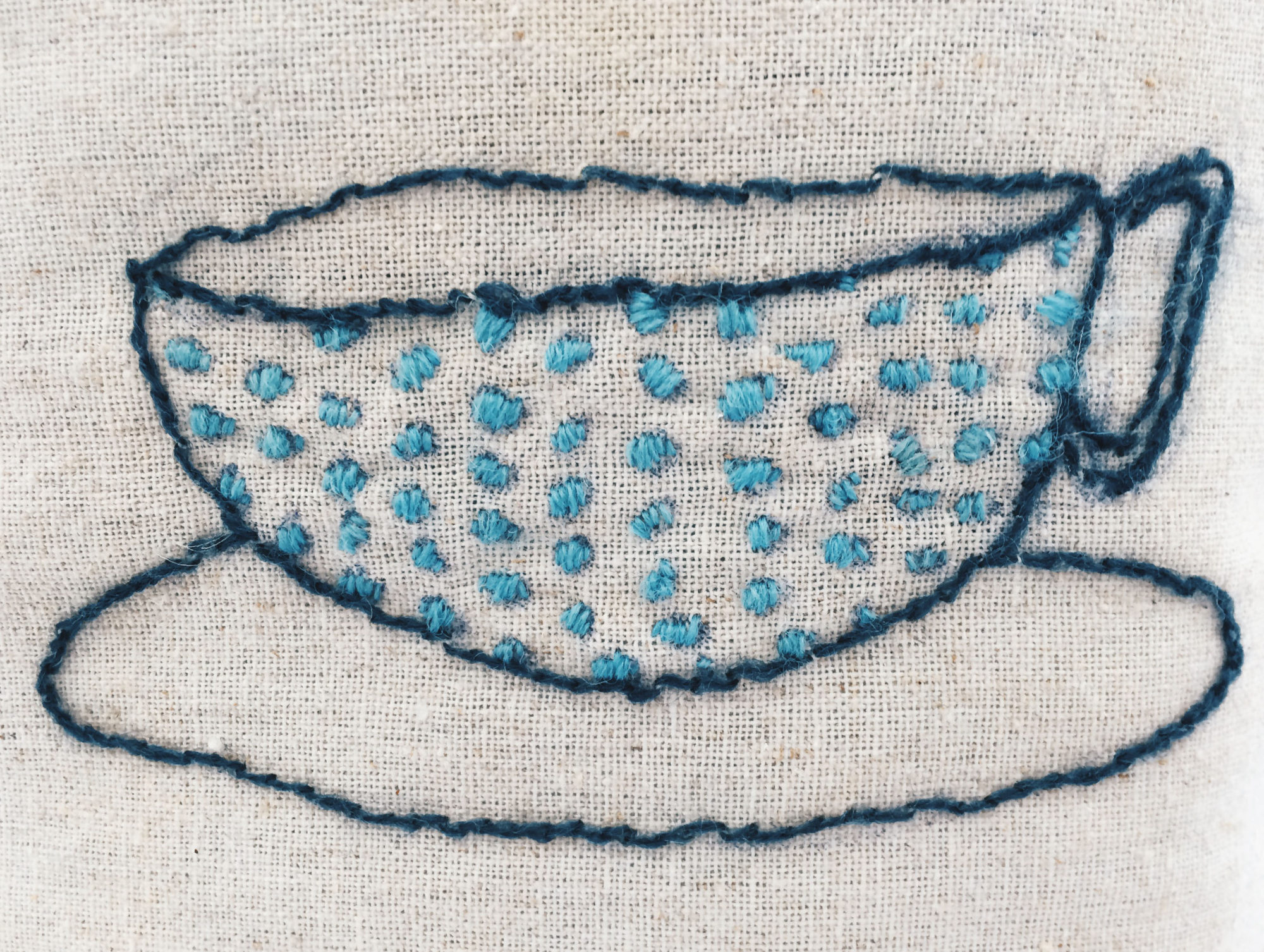 Embroidered Coffee Pot Cosy Pillar Box Blue Coffee Pot Cosy Embroidery Side