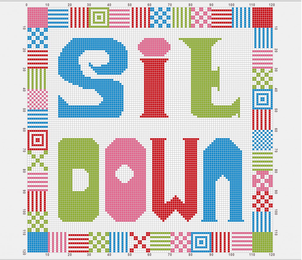 Free Fun Supersized Cross Stitch Pillow Pattern Pillar Box Blue