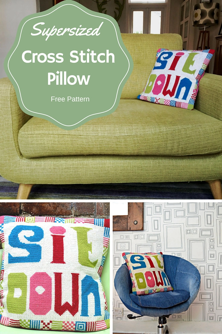 Supersized cross stitch pillow pattern