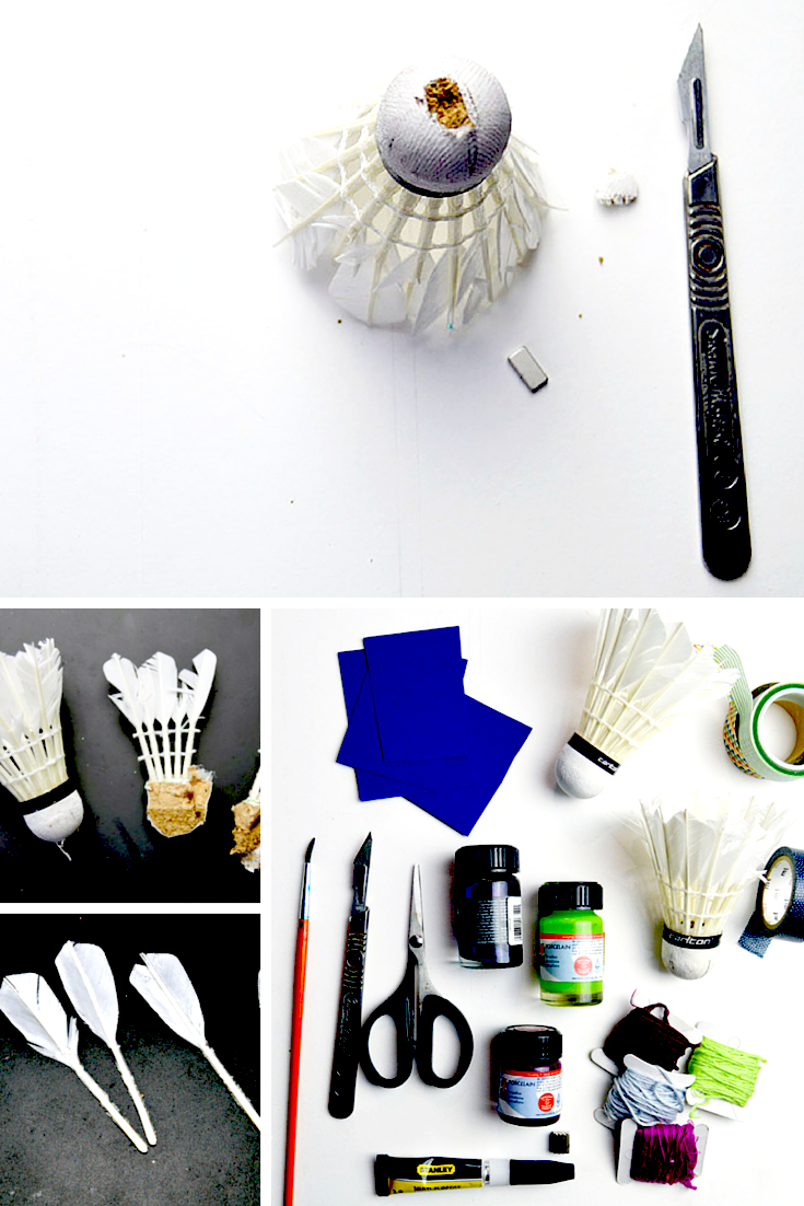 Upcycled Badminton Shuttlecocks (Birdies) Pillar Box Blue