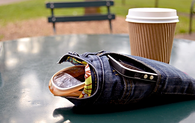 upcycled jeans sunglases case