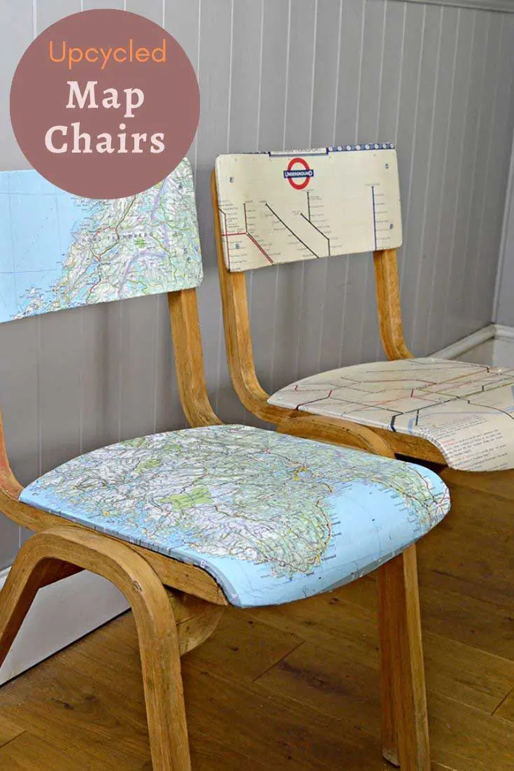decoupage map chairs