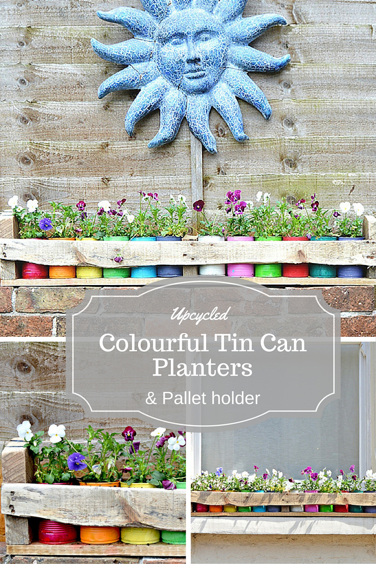 This colourful tin can planter is so easy to make and costs almost nothing. The pallet holder really adds to the rustic nature of this project and is so easy.