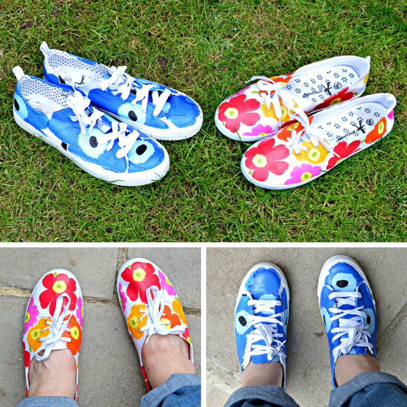 shoe box decoupage DIY Box Marimekko  Blue  Shoes Pillar