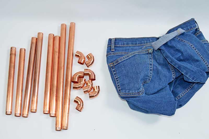 copper pipes and jeans