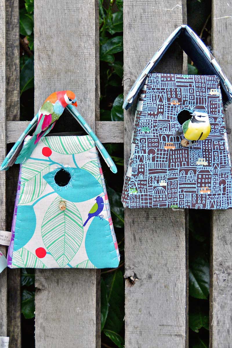 scrap fabric birdhouses 