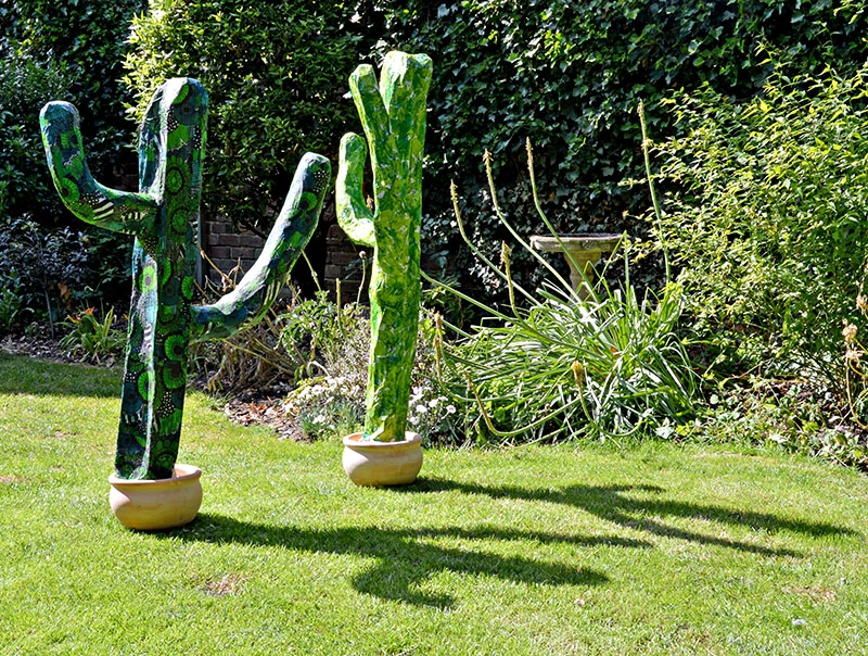 Paper mache cacti