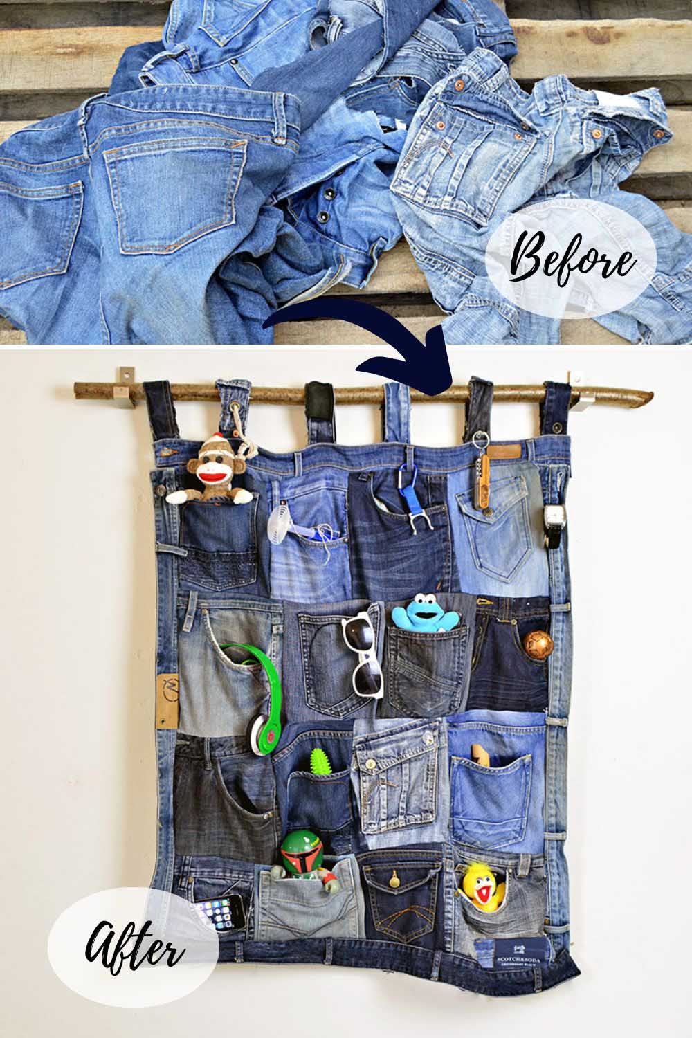 Tutorial for a Great Denim Pocket Organizer Pillar Box Blue