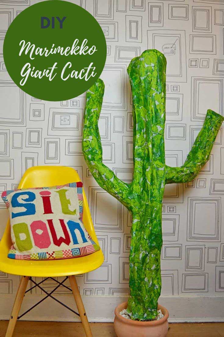 merk op Kruis aan eindpunt Easy DIY Giant Paper Mache Cactus - Pillar Box Blue