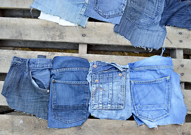 sewn row of jeans pockets