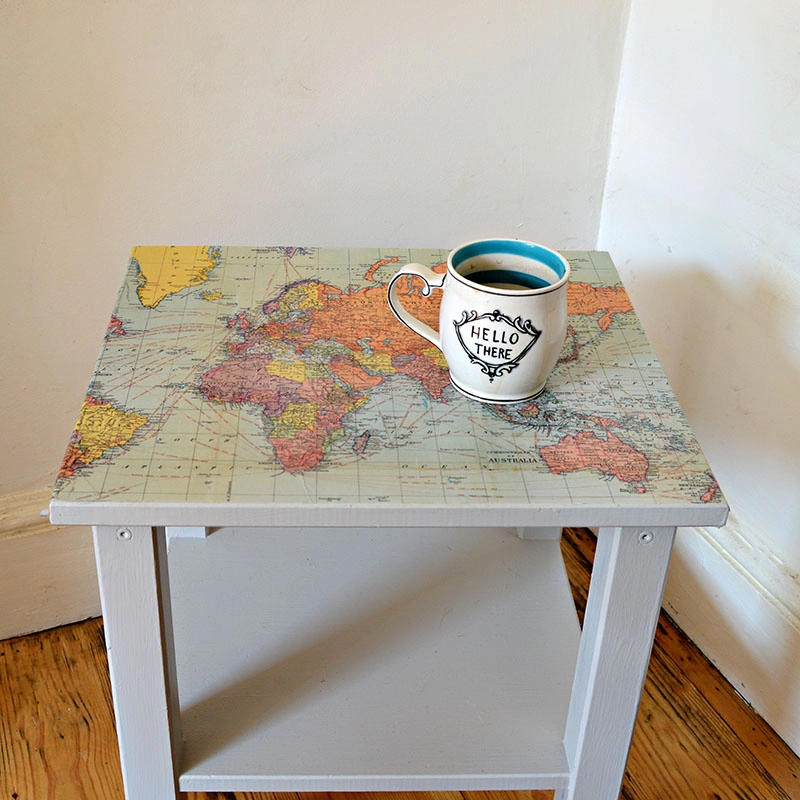 Upcycled map table