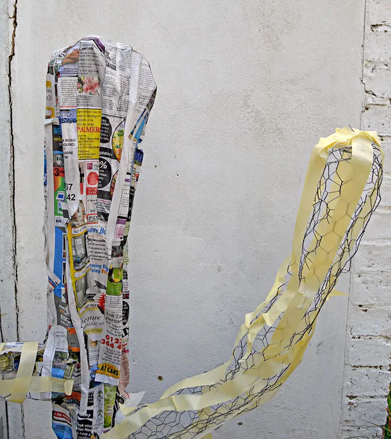 masking tape on chicken wire