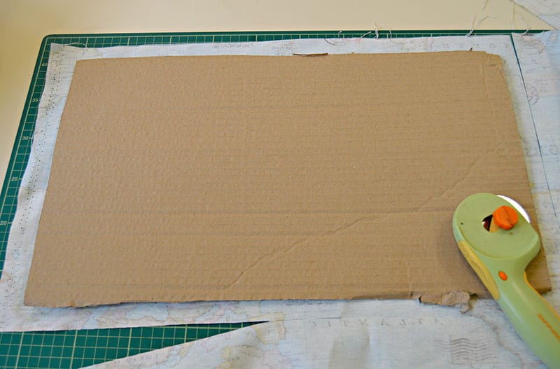 cutting fabric to fit cardboard base and top