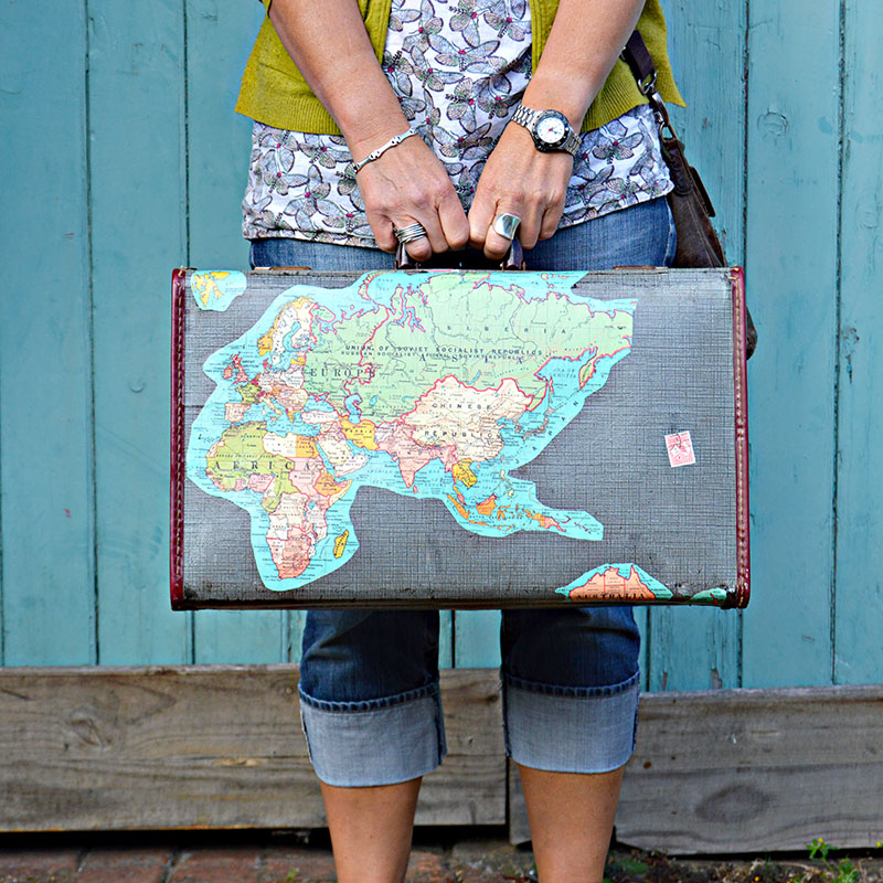 Vintage Map Suitcase