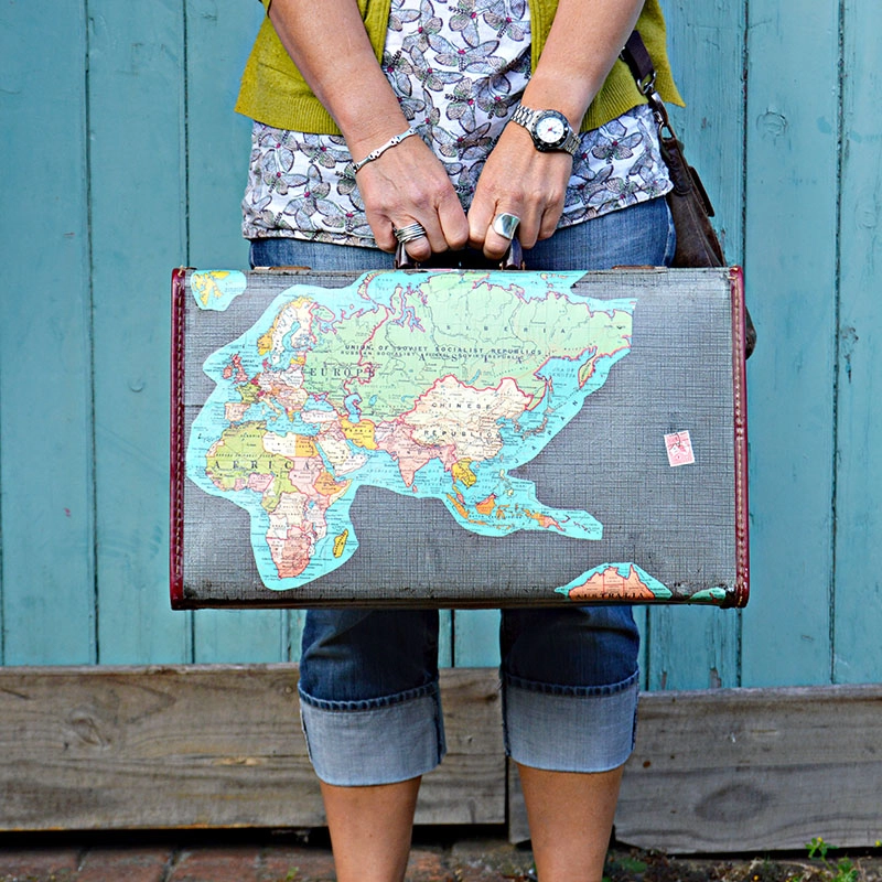 Vintage Map Suitcase