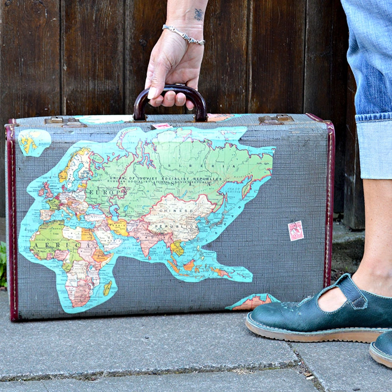 How To Make A Brilliant Vintage Map Suitcase Upcycle - Pillarboxblue -  Pillar Box Blue