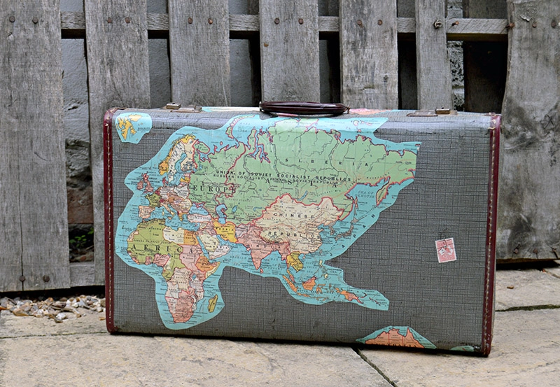 vintage map suitcase