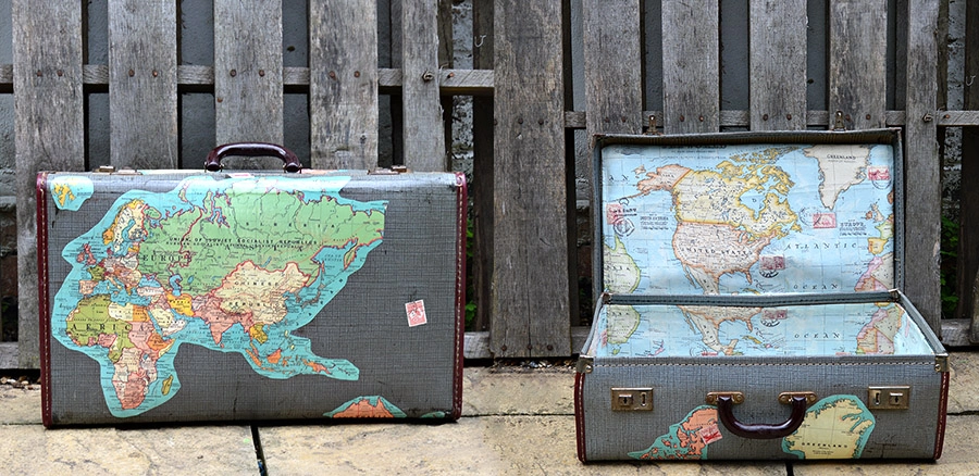 Vintage Map Suitcase