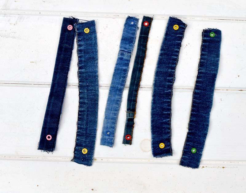 Denim straps for craft caddy