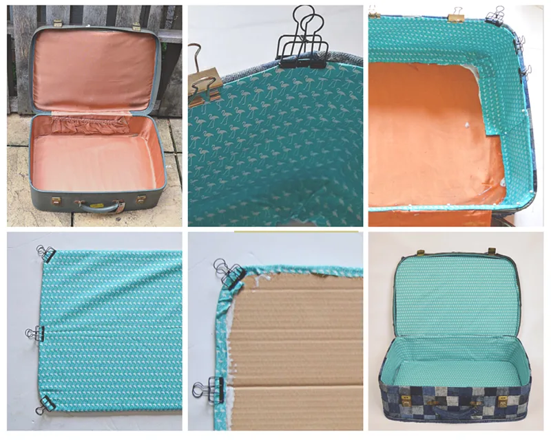 Lining denim suitcase tutorial