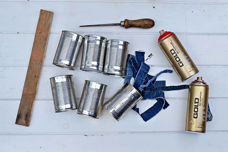 Materials for Denim and Copper diy utensil caddy