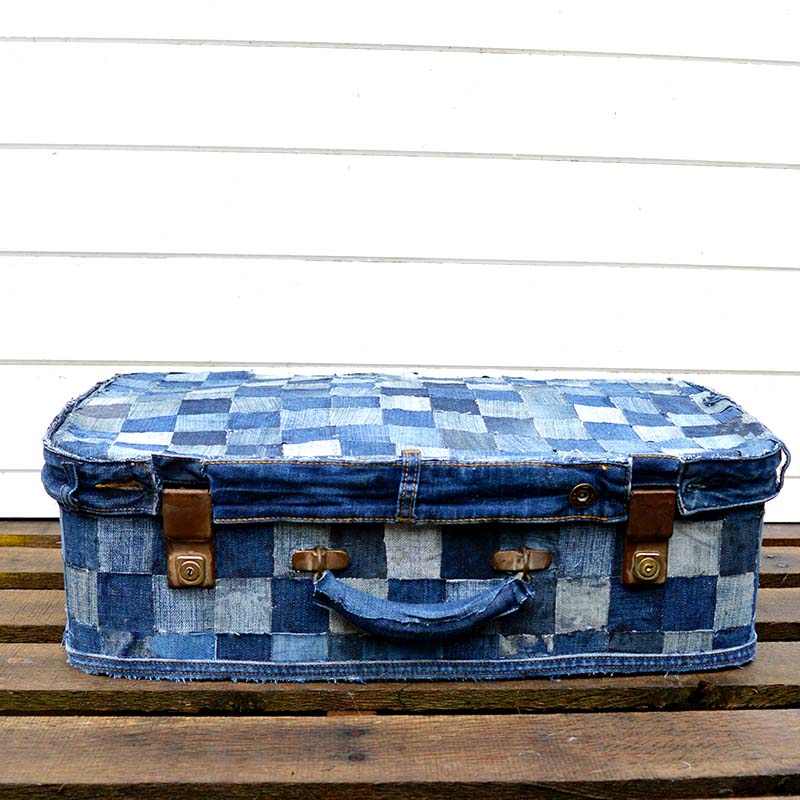 Upcycled Patchwork Denim Suitcase