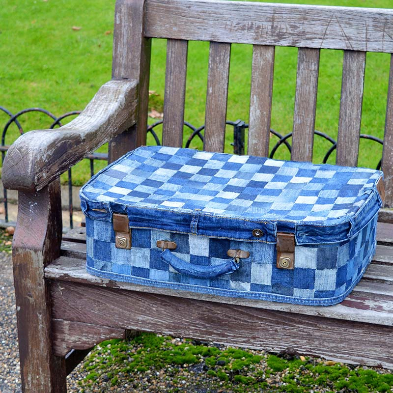 No Sew patchwork denim suitcase