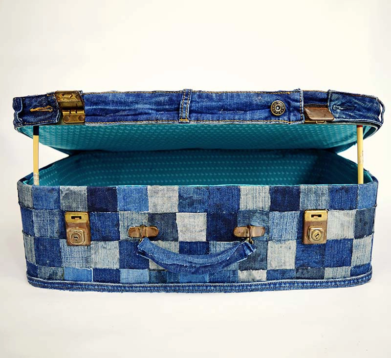 Patchwork Denim Suitcase - No Sew Tutorial