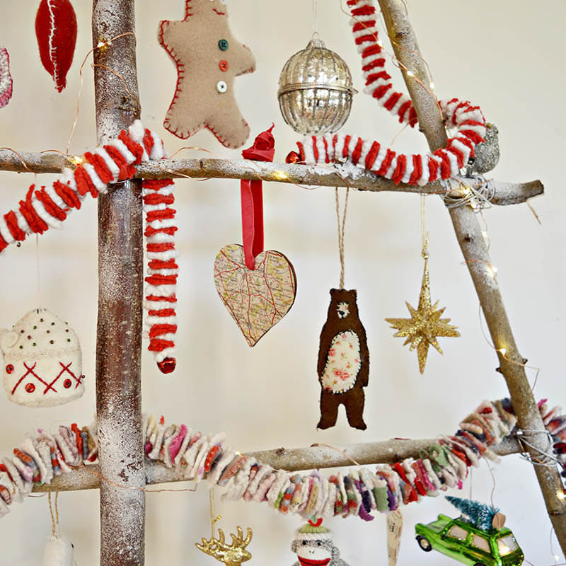 Make funky felt garlands to brighten up your Christmas decorations.