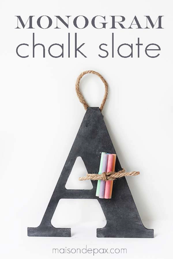 monogramed chalk slate
