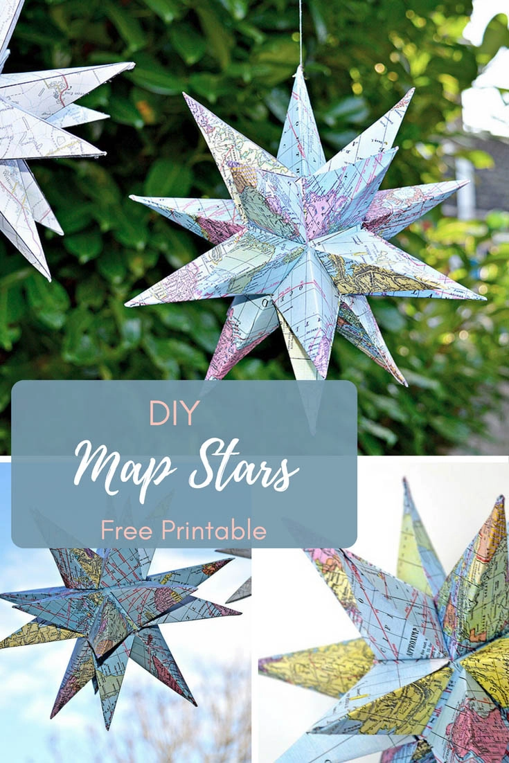 Maps are a fun way to personalize and add interest to decorations. Here's a free printable and tutorial to make a fantastic 3D Map star Christmas decoration