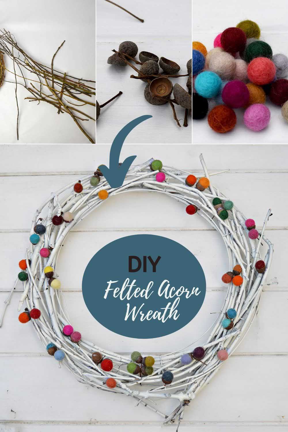 DIY felted acorn wreath