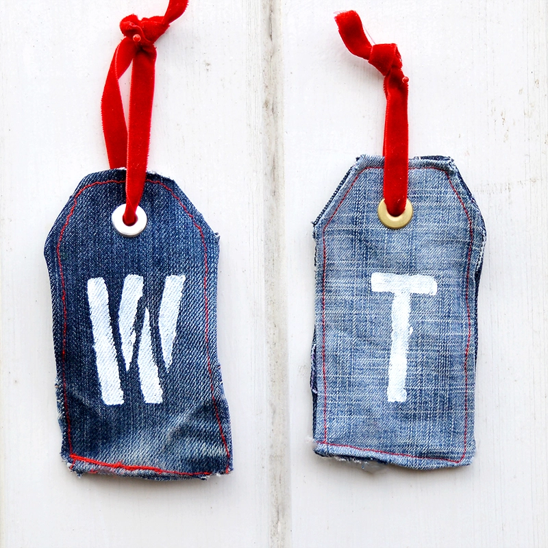 Upcycled denim gift tags