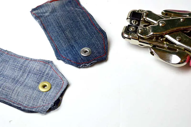 punching hole in denim