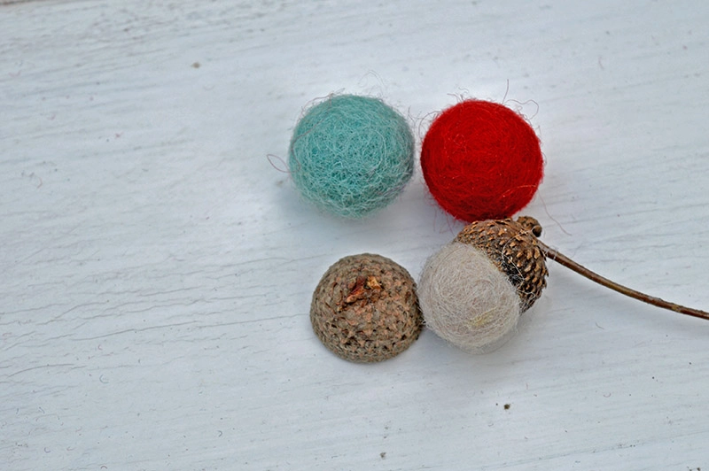 Felted Acorns Pillarboxblue