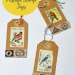 postage stamp christmas tags