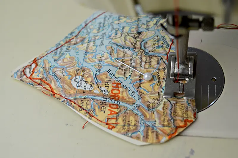 sewing heart on machine