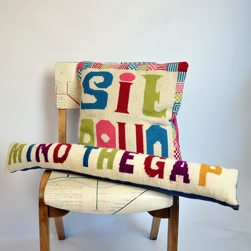 Pillarboxblue cross stitch cushions