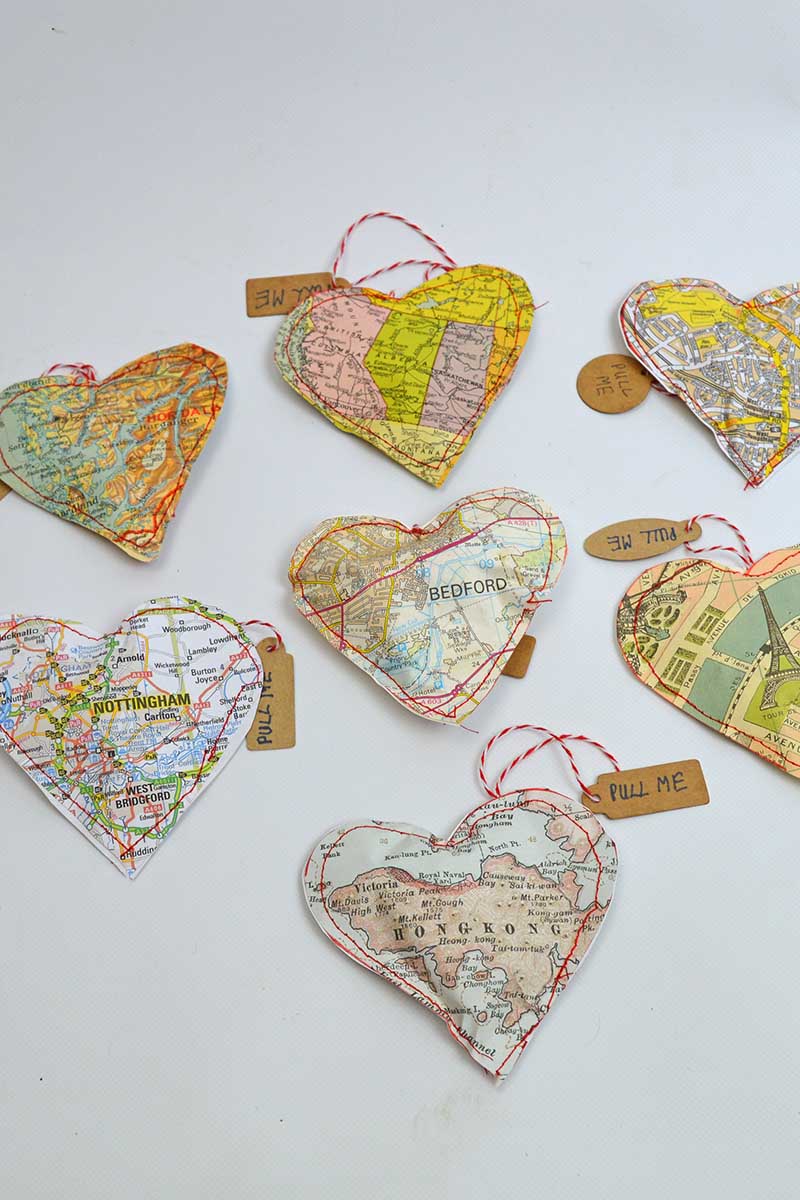 all map heart treat bags