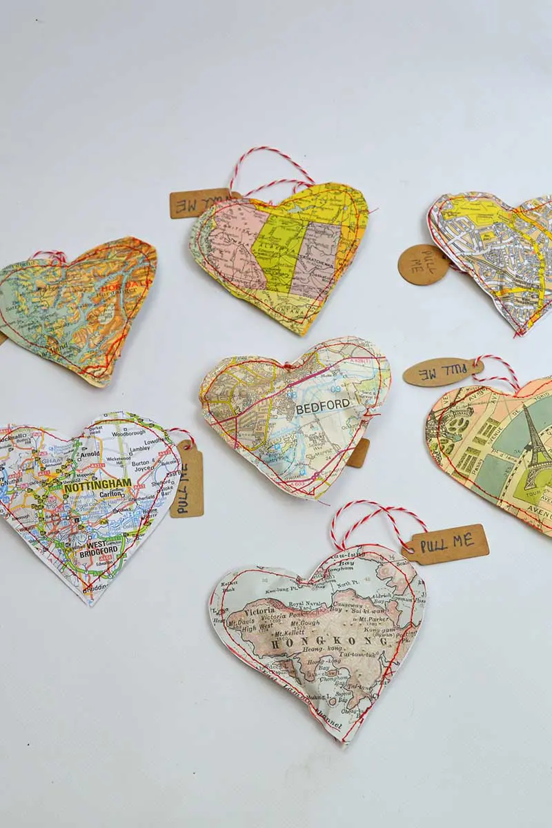 all map heart treat bags