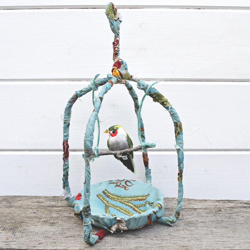 DIY Fabric Scraps Birdcage by Pillar Box Blue