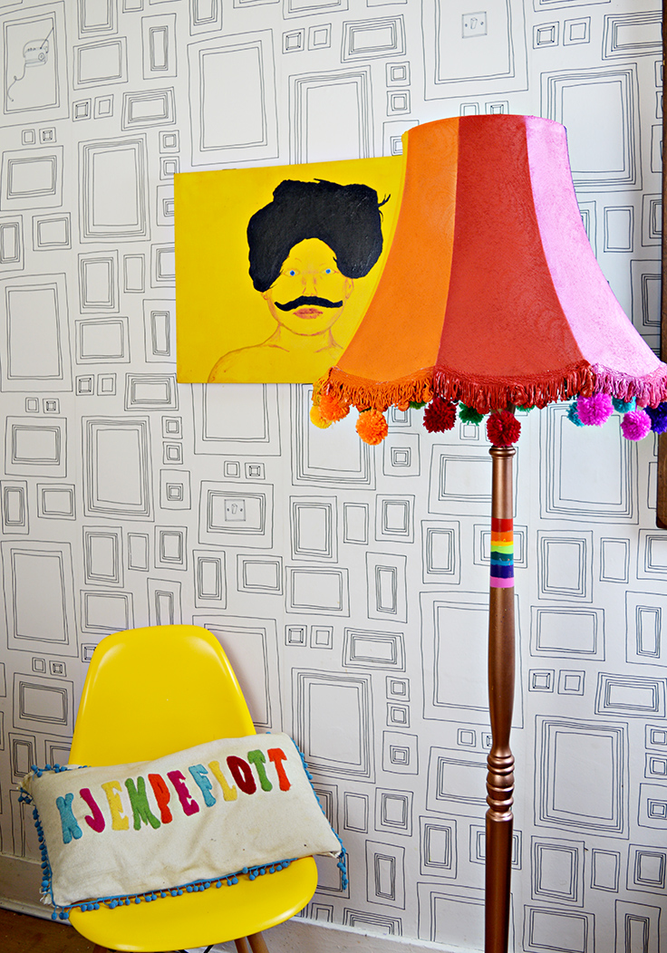 Colourful Spray Painted Upcycled floor lamp Pillar Box Blue