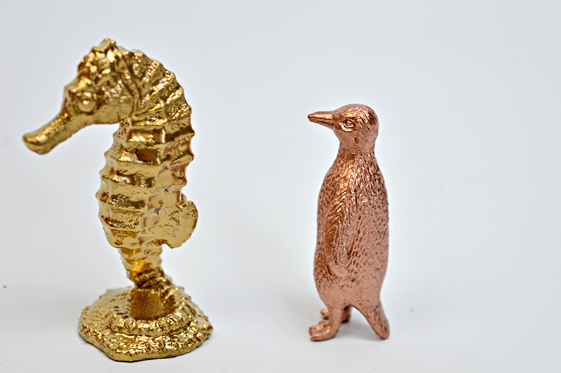 Spray painted animals for trinket dish pillarboxblue.com