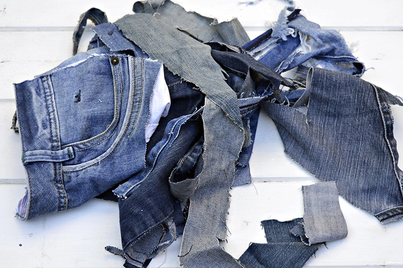 Denim scraps from old jeans